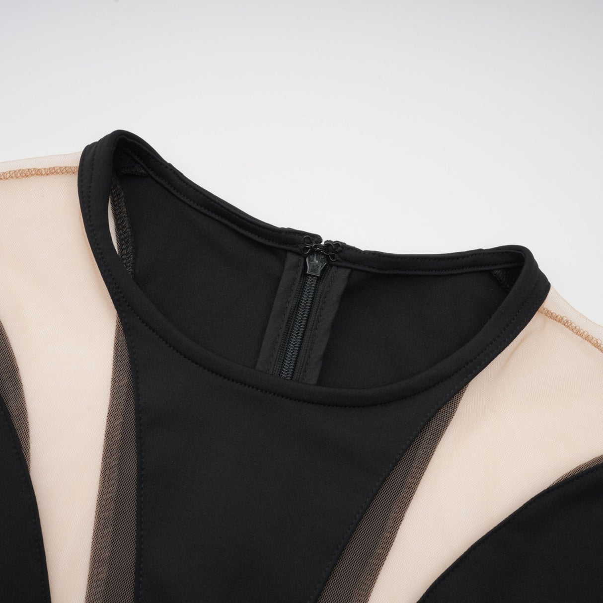 Fiorenza Mini Dress - Long Sleeve - Stretch Design - Mesh Panelling - Rear Zip Fastening