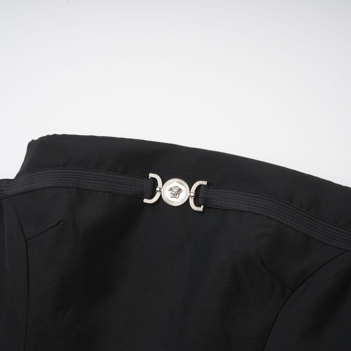 Fiorenza Skirt & Top Set - Sleeveless Off - The - Shoulder Design - Medusas Head Motif - High - Waisted Box - Pleat Skirt - Rear Zip Fastening