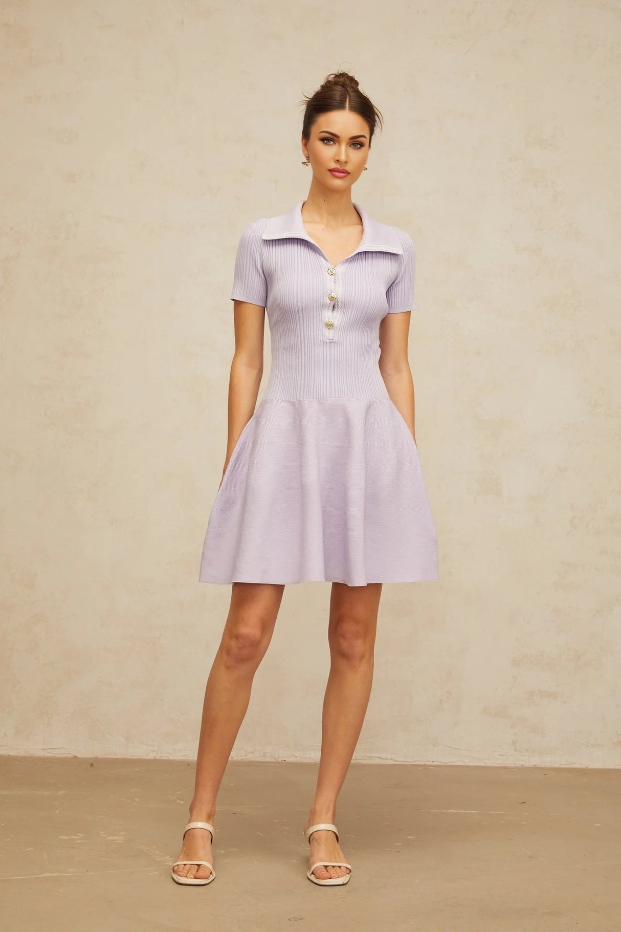 Fiorina Mini Dress Lilac Flared Knit