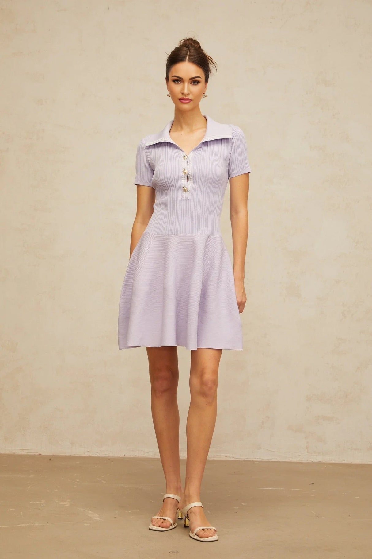 Fiorina Mini Dress Lilac Flared Knit