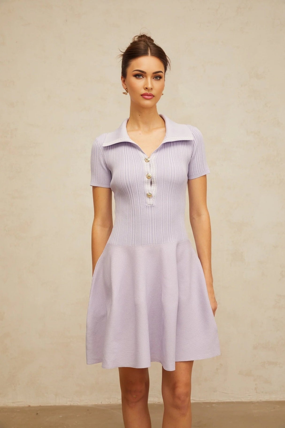Fiorina Mini Dress Lilac Flared Knit