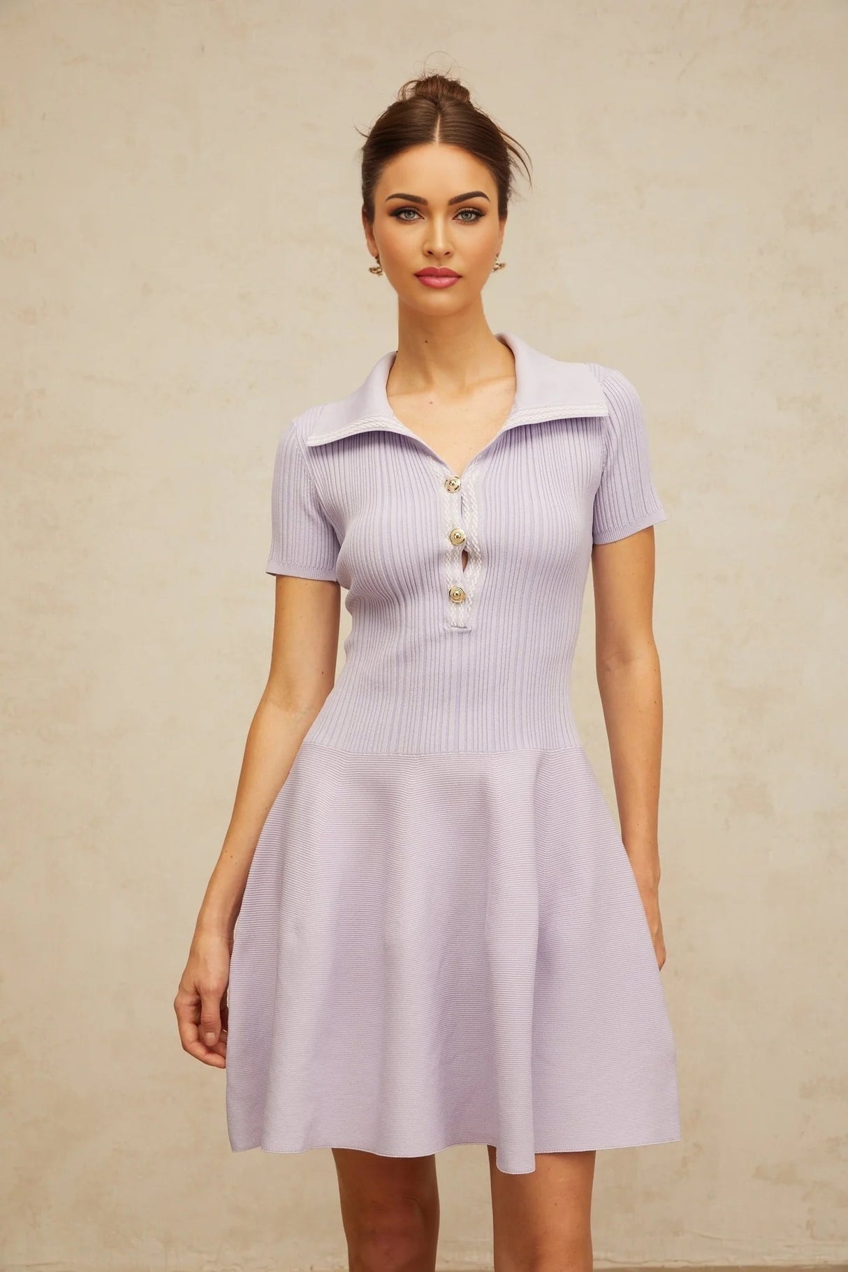 Fiorina Mini Dress Lilac Flared Knit