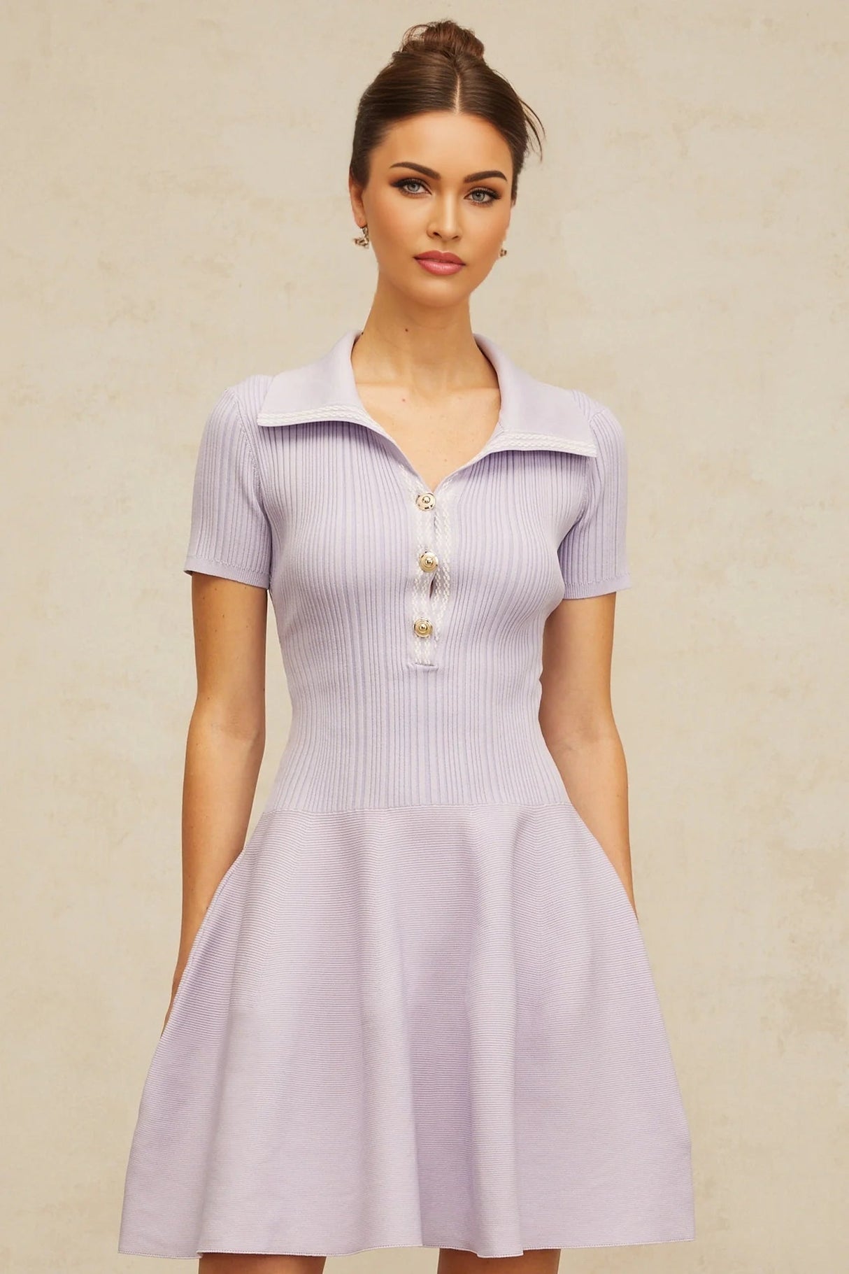 Fiorina Mini Dress Lilac Flared Knit