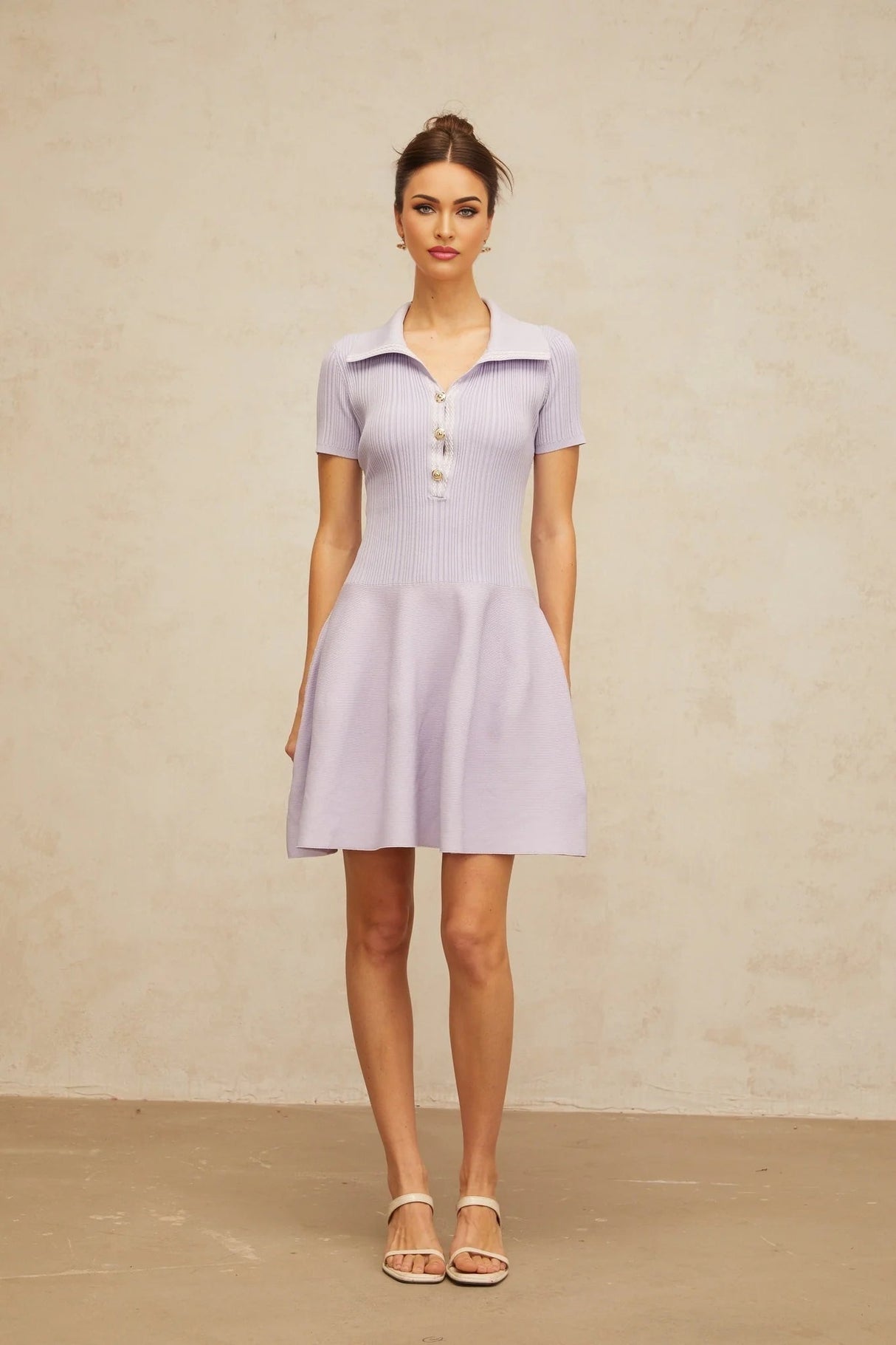 Fiorina Mini Dress Lilac Flared Knit