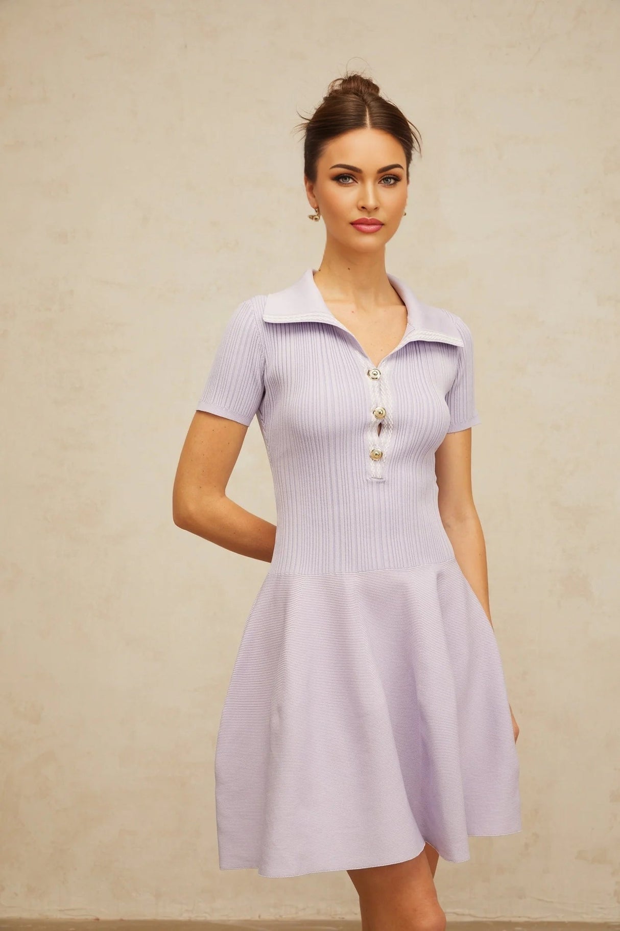 Fiorina Mini Dress Lilac Flared Knit