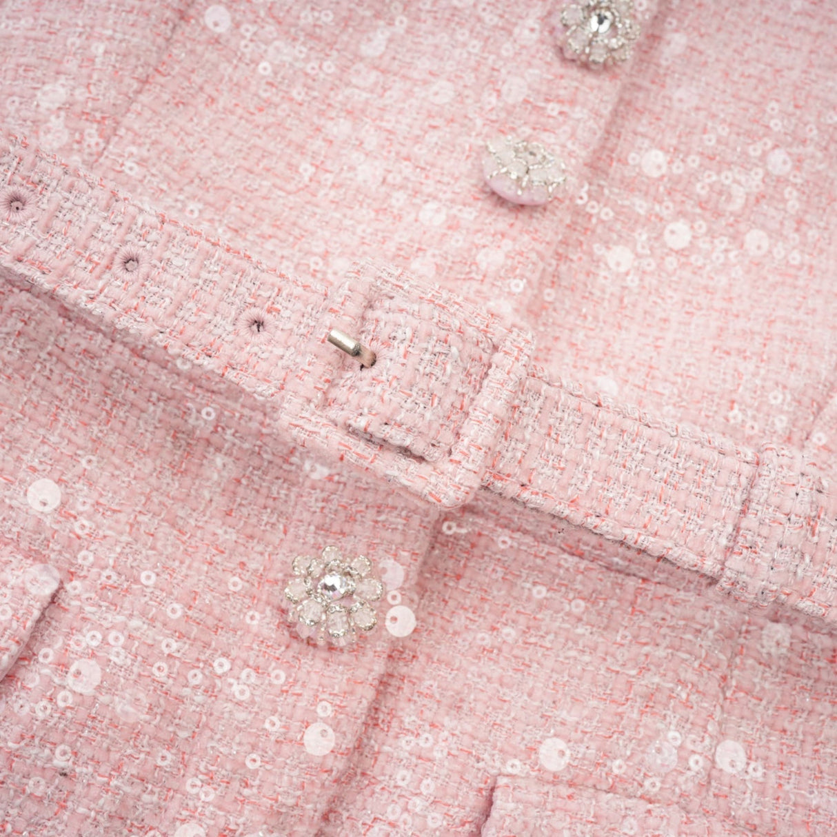 Flaminia Mini Dress - Lapels - Sleeveless - Pleated Design - Sequin Embellishment