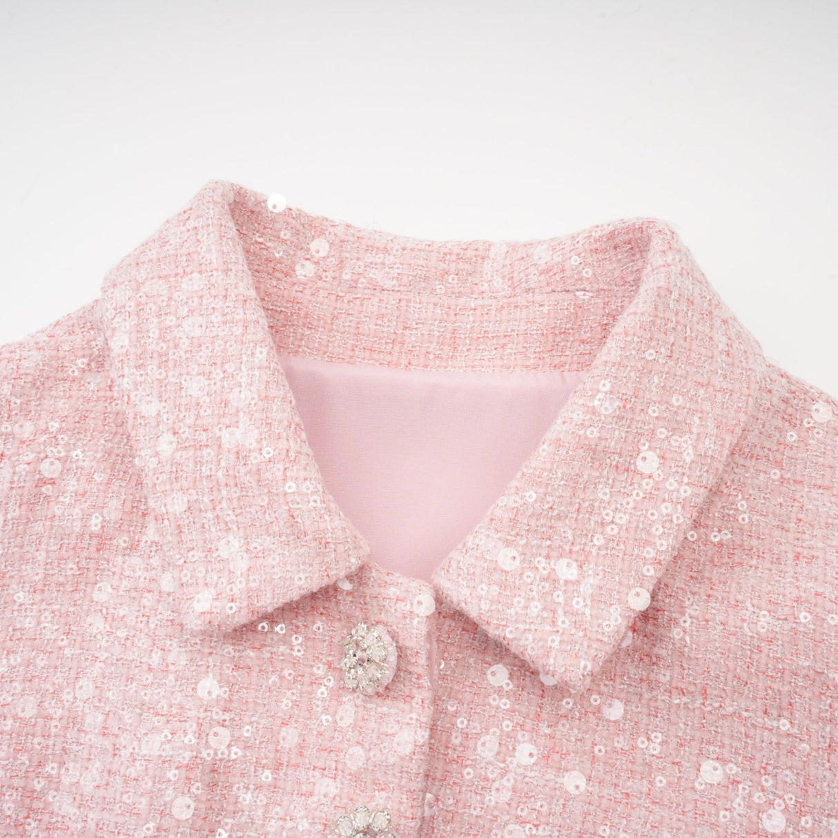 Flaminia Mini Dress - Lapels - Sleeveless - Pleated Design - Sequin Embellishment