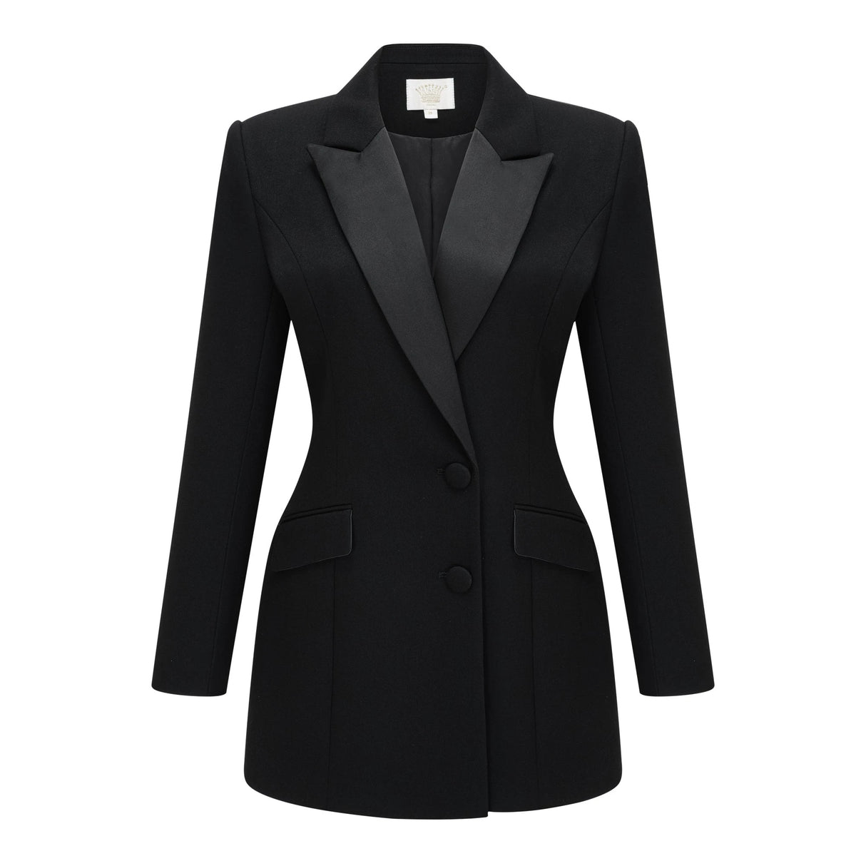 Fleur Black Blazer Mini Dress with Satin Panels