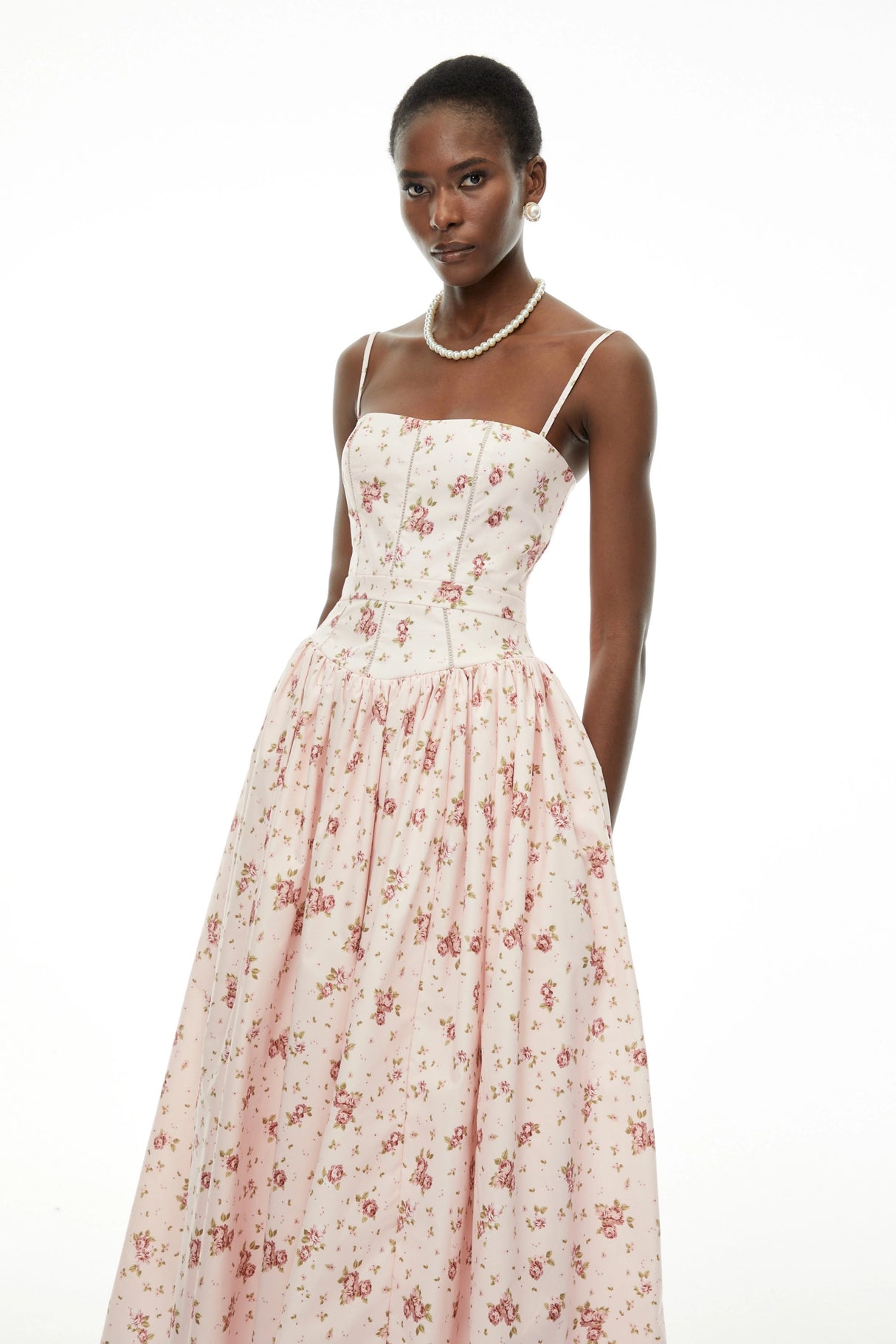 Fleur Pink Floral Print Maxi Dress