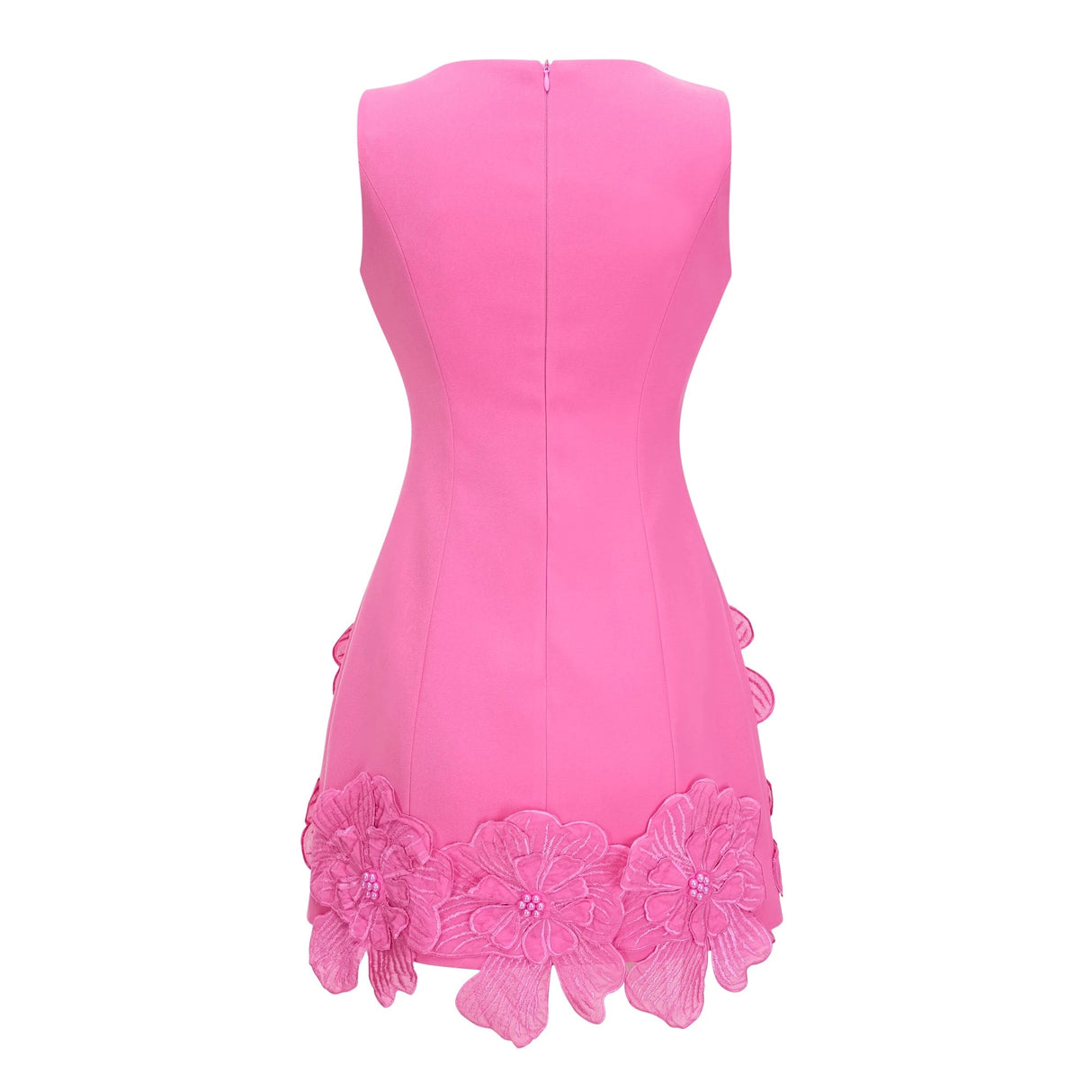 Fleurine Hot Pink Floral Appliqué Mini Dress