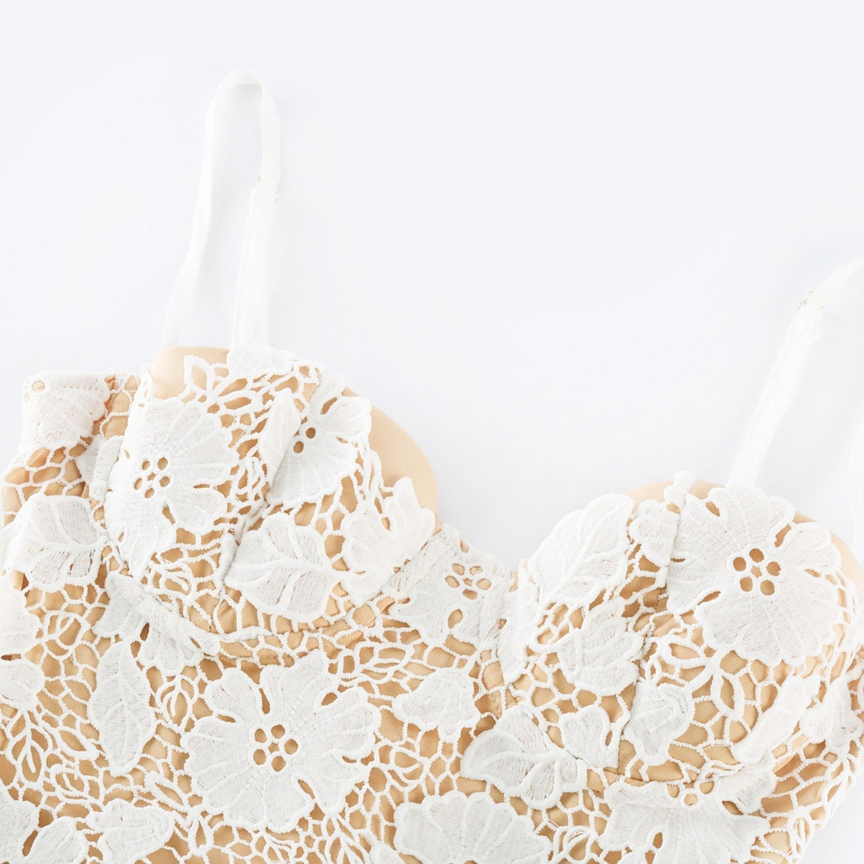 Florence Midi Dress - Sleeveless Design - Spaghetti Straps - Floral Embroidery - Back Slit