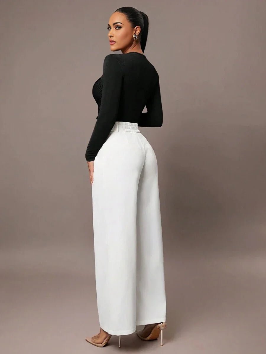 Fortunata Bodysuit - High Stretch Elasticity - Casual Style - Long Sleeve Length - Criss Cross, Ruched, Wrap - Slim Fit - Sweetheart Neckline