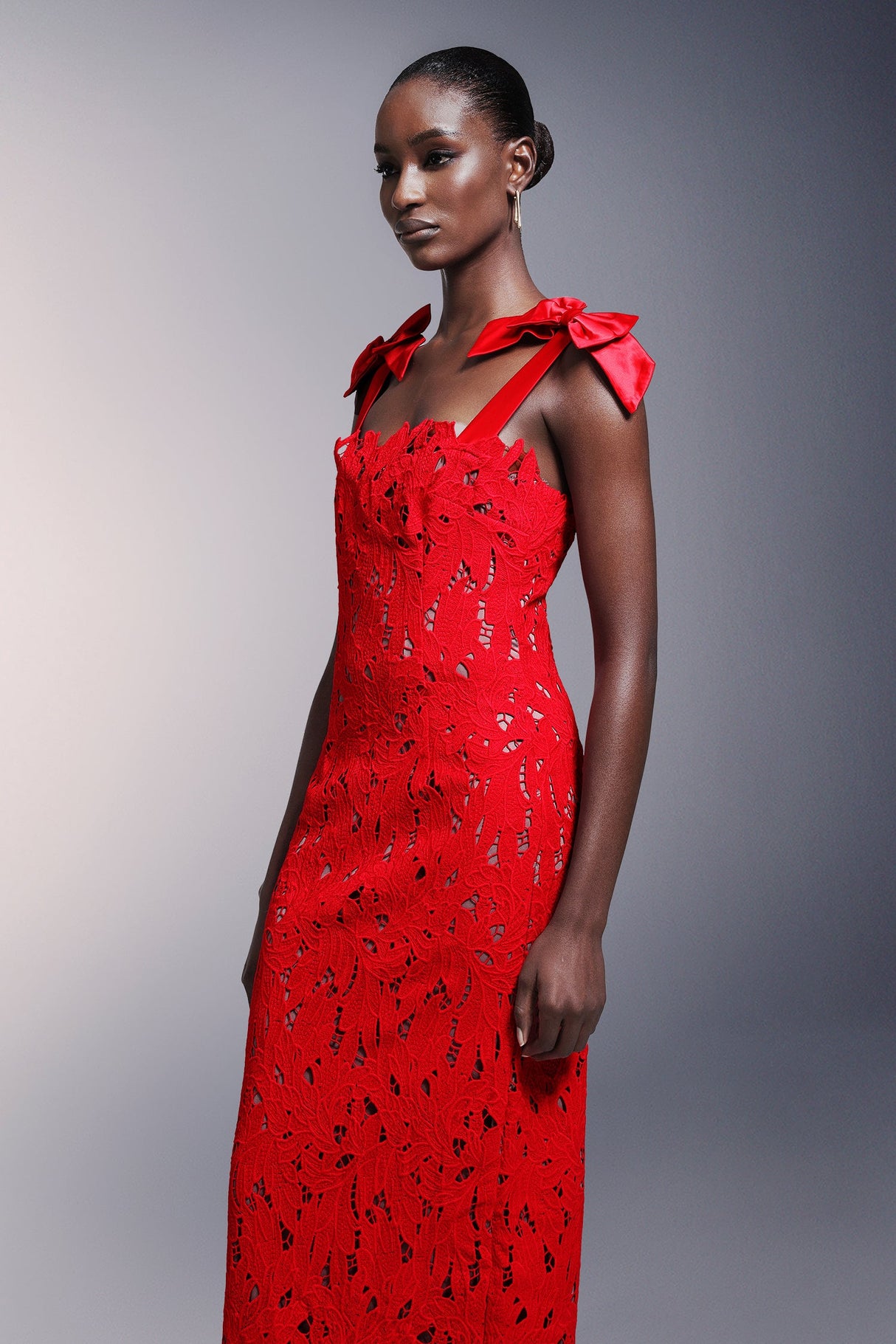 Franca Red Lace Maxi Dress for Special Occasions