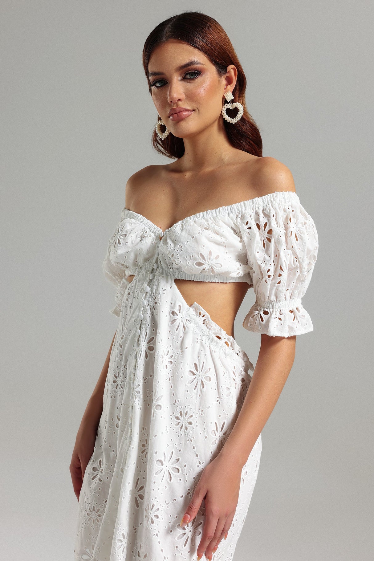 Franca White Floral Lace Off-The-Shoulder Mini Dress