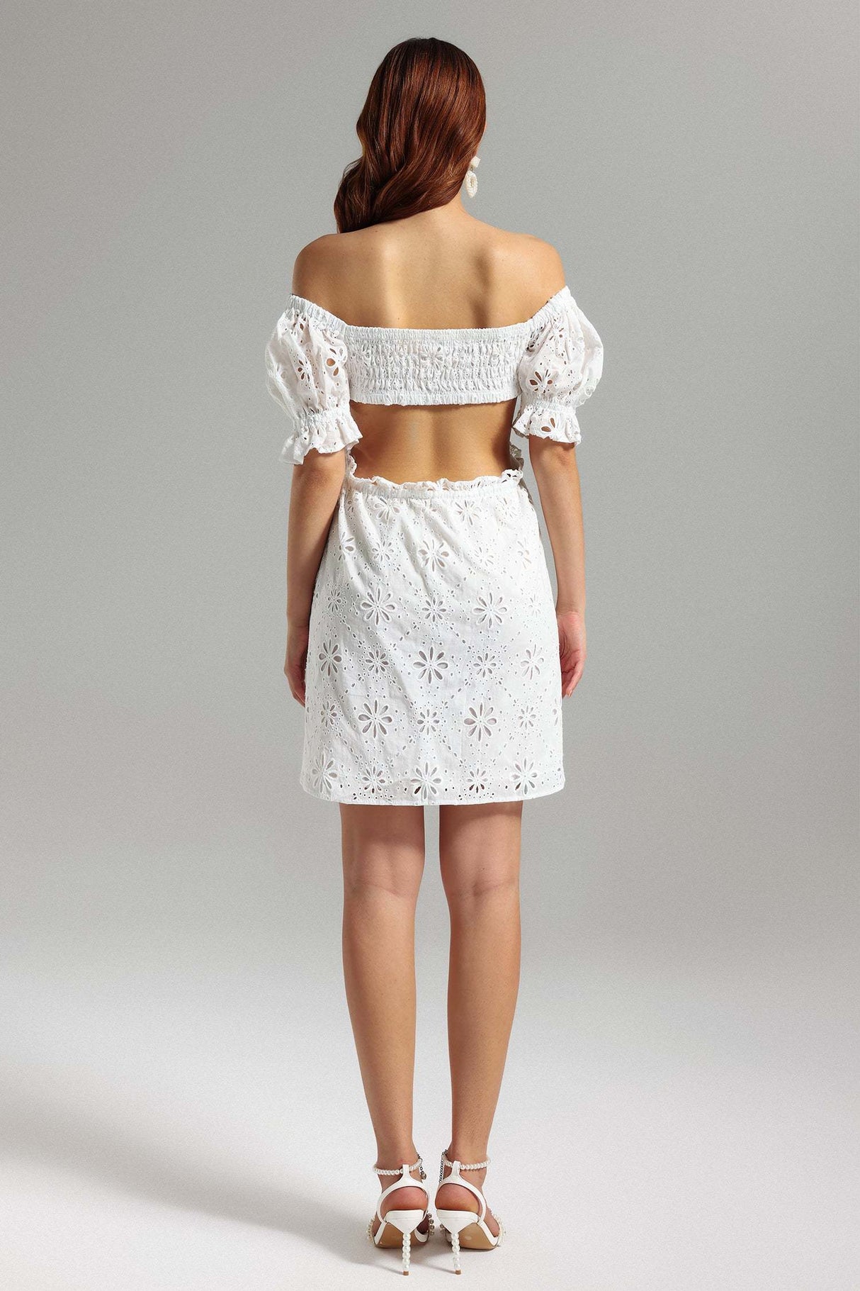 Franca White Lace Off-The-Shoulder Mini Dress