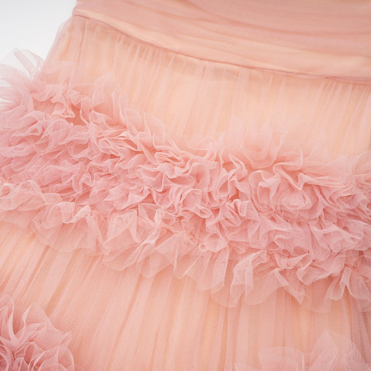 Frances Maxi Dress - Off - the - Shoulder Design - Multiple Tiers - Tulle Panels - Rear Zip Fastening