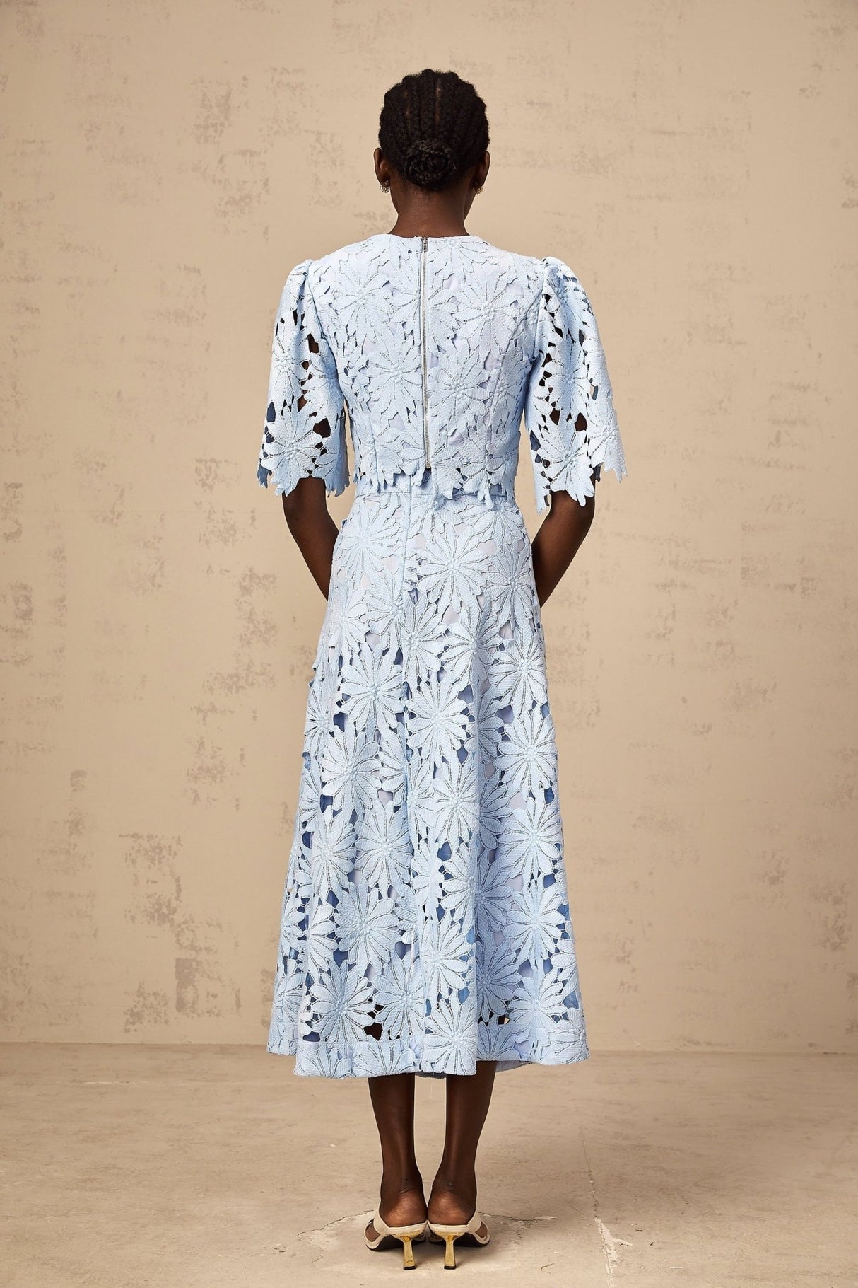 Frances Skirt & Top Set - Stylish Floral Embroidery - Cut - Out Detailing - Scallop Trim - Cropped Design