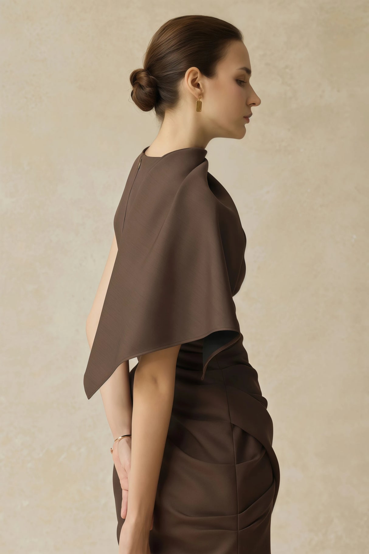 Francesca Brown Asymmetrical Gathered Mini Dress