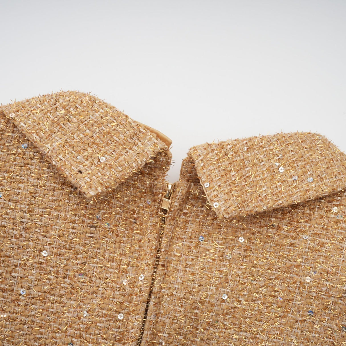 Franceschina Long Sleeve Mini Dress - Tweed - Classic Collar - Embossed Buttons - Front Pockets