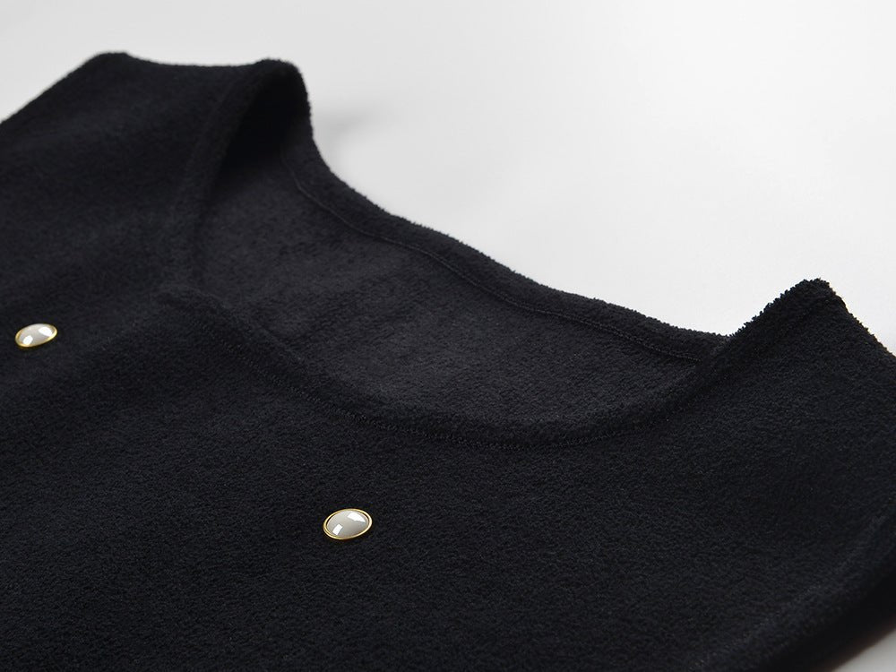 Freya Dress - Tailored Fit - Sleeveless With Pearl Embellishments - Flared Ruffle Hem - Chic and Playful Aesthetic