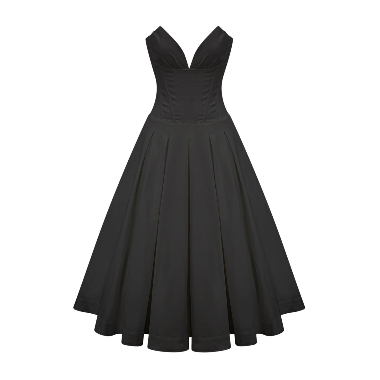 Freya Midi Dress - V - neck - Off - the - shoulder - Corset - style - Pleated Detailing