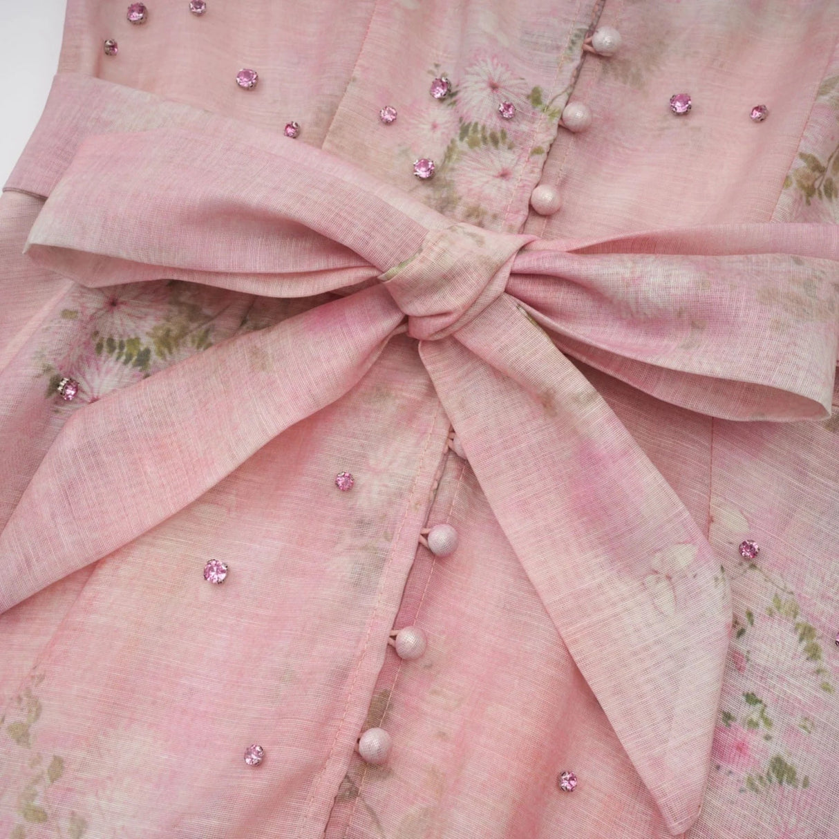 Freya Mini Dress Pink Floral Crystal Embellished