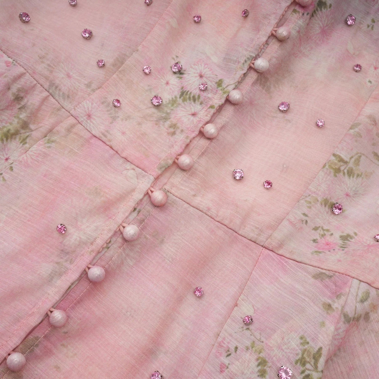 Freya Mini Dress Pink Floral Crystal Embellished