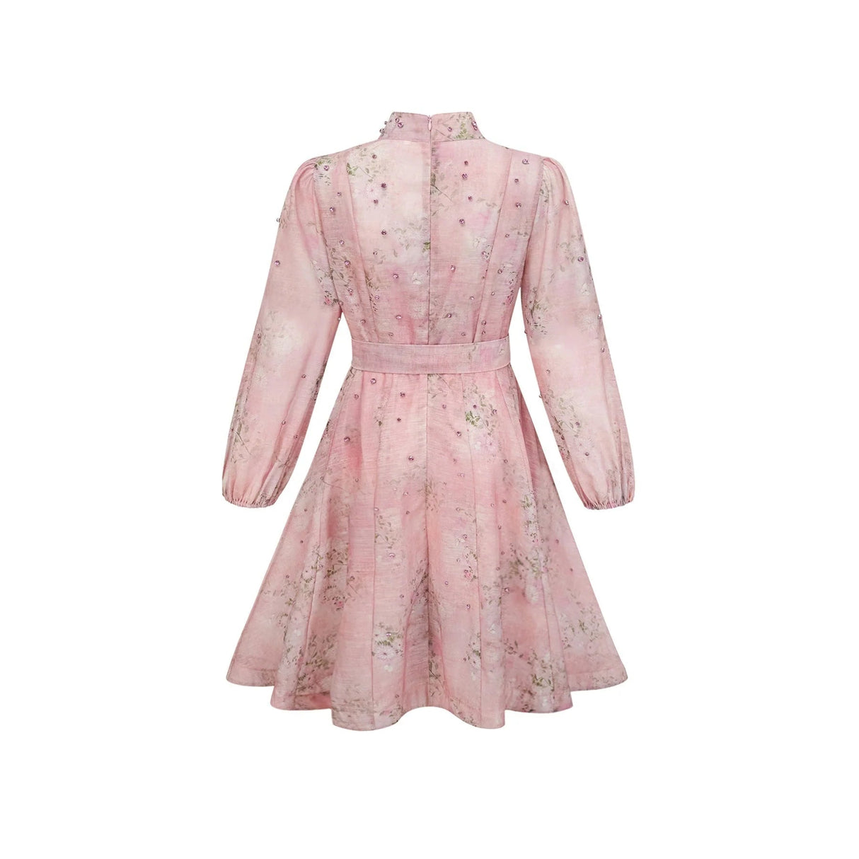 Freya Mini Dress Pink Floral Crystal Embellished