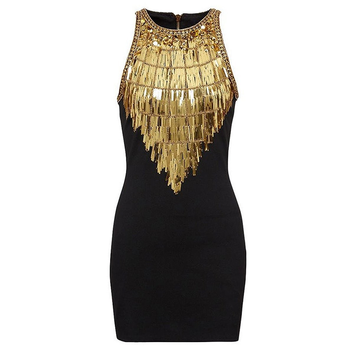Fringe Dress - Bodycon Silhouette - Statement Dress - Sequin Fringe - Figure - Hugging Fit
