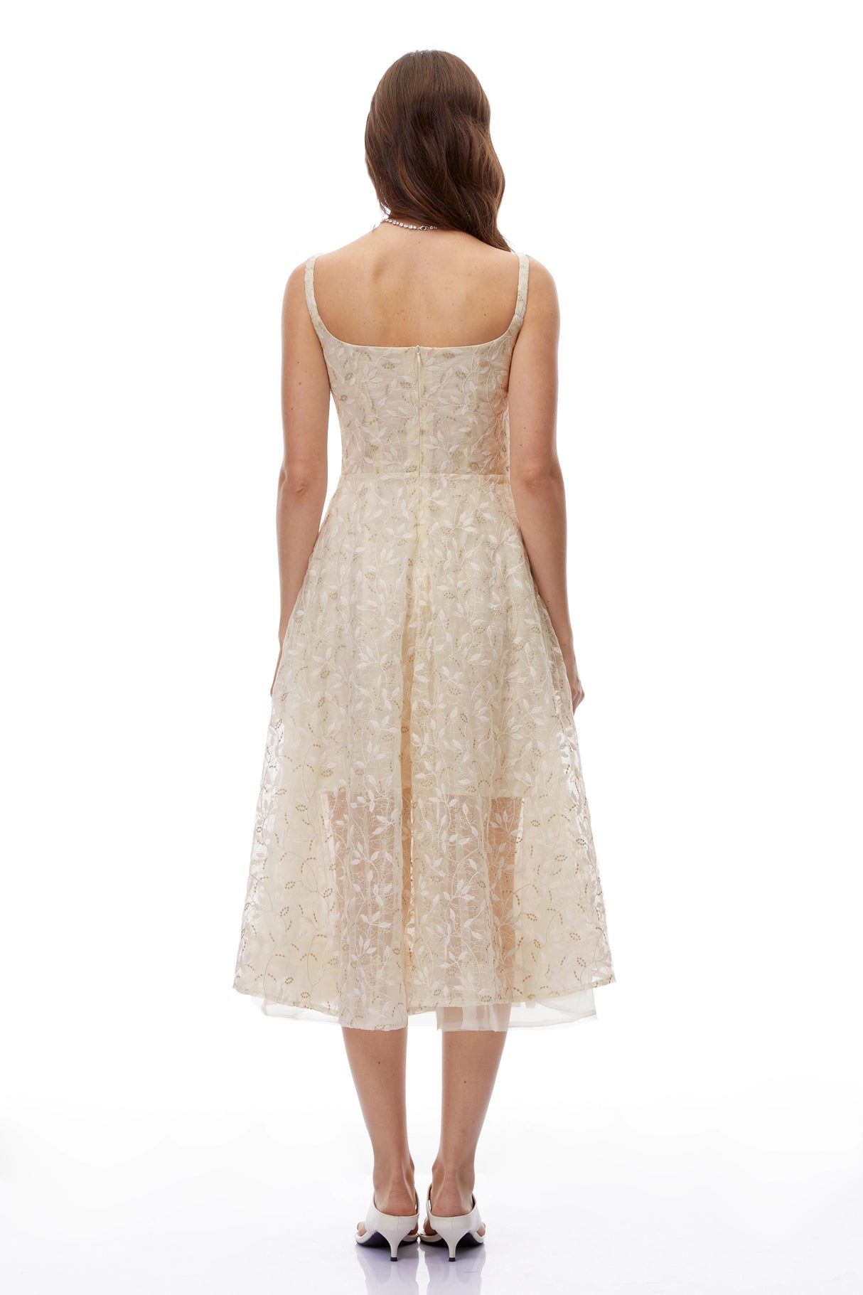 Gabriella Champagne Tulle Maxi Dress with 3D Petals
