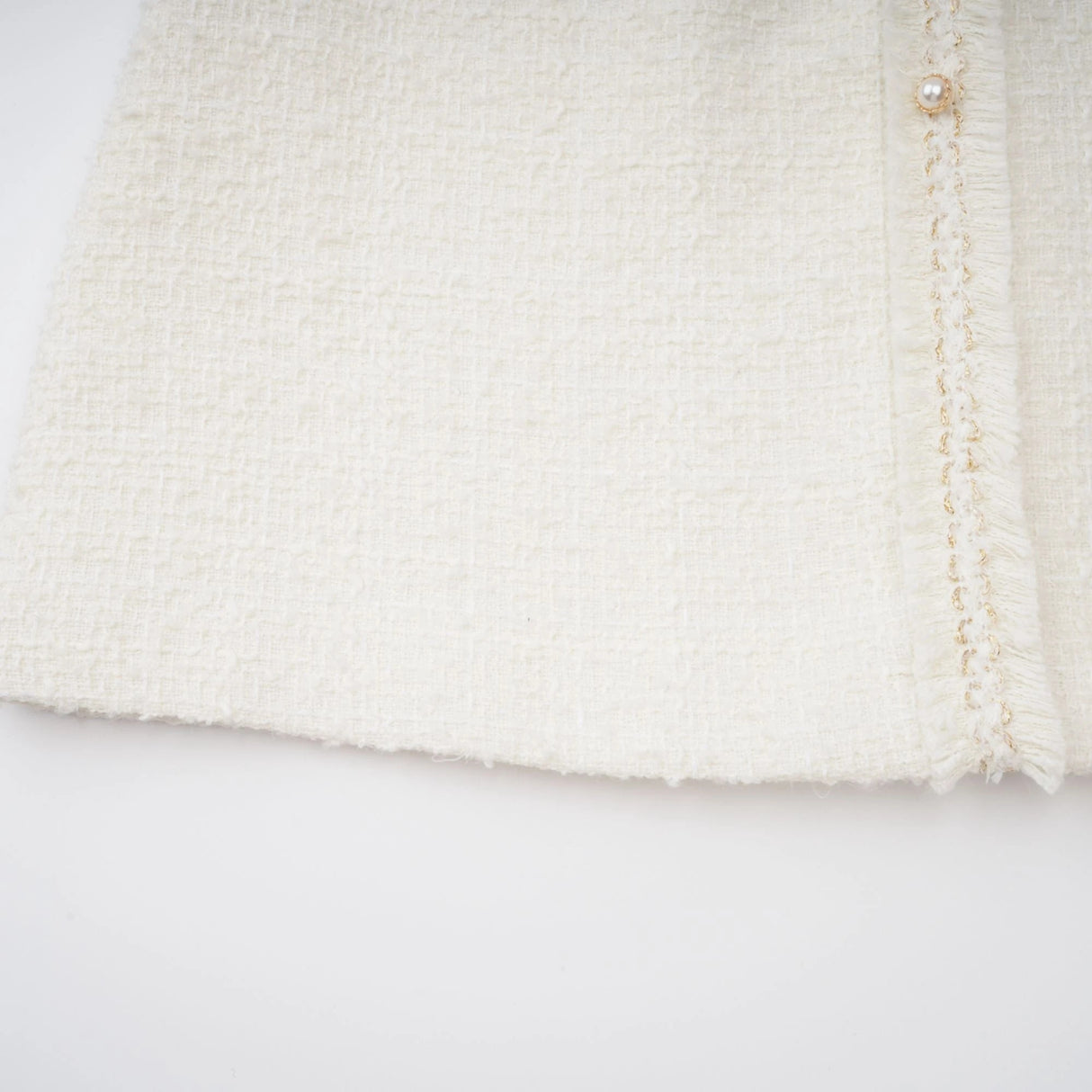 Gaëlle White Faux Pearl Tweed Mini Dress