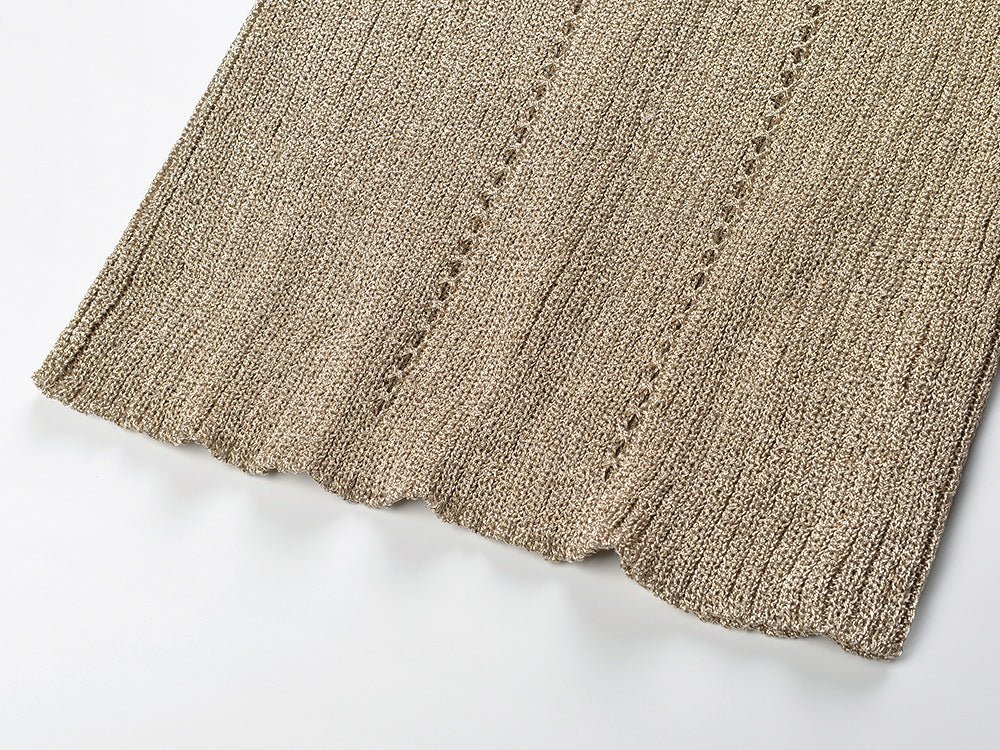 Gaia Midi Dress - Figure - Hugging Silhouette - Metallic Finish - Sculpted Fit - Elegant High Neckline - Luxurious Shimmer