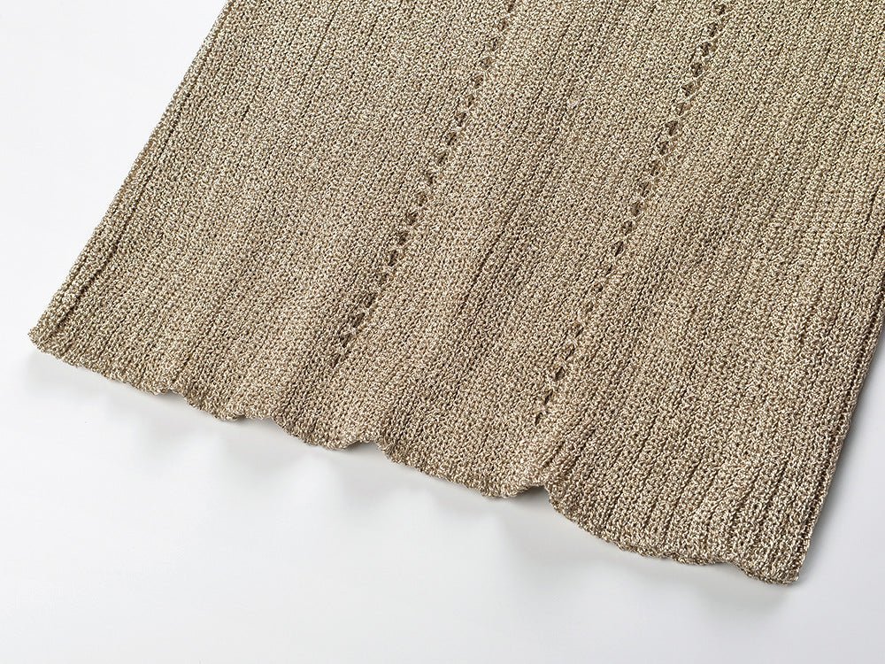 Gaia Midi Dress - Figure - Hugging Silhouette - Metallic Finish - Sculpted Fit - Elegant High Neckline - Luxurious Shimmer