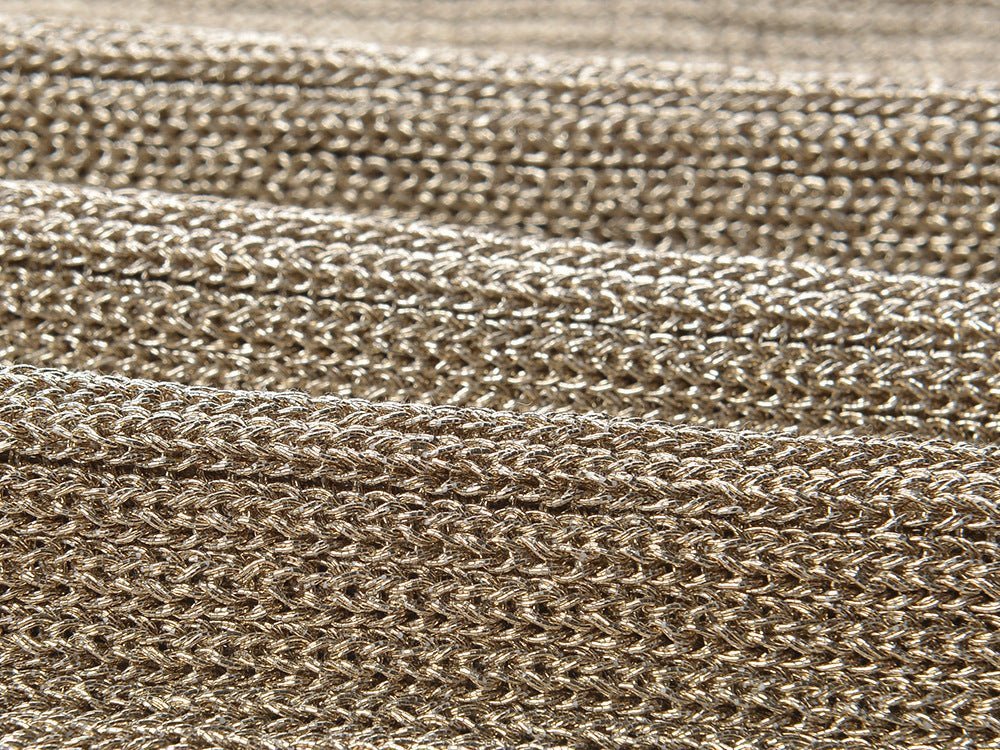 Gaia Midi Dress - Figure - Hugging Silhouette - Metallic Finish - Sculpted Fit - Elegant High Neckline - Luxurious Shimmer