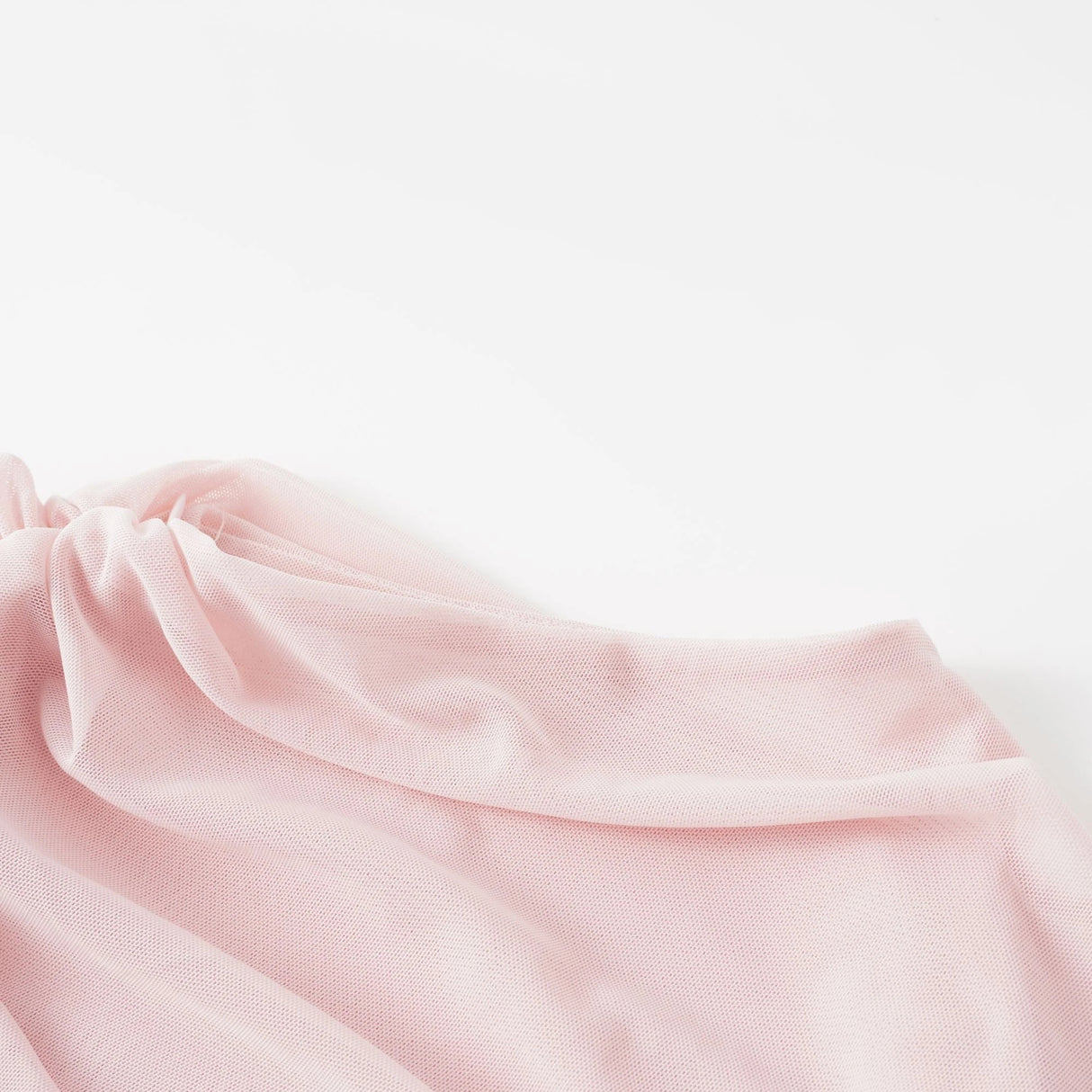 Garance Pink Asymmetrical Ruched Mesh Maxi Dress