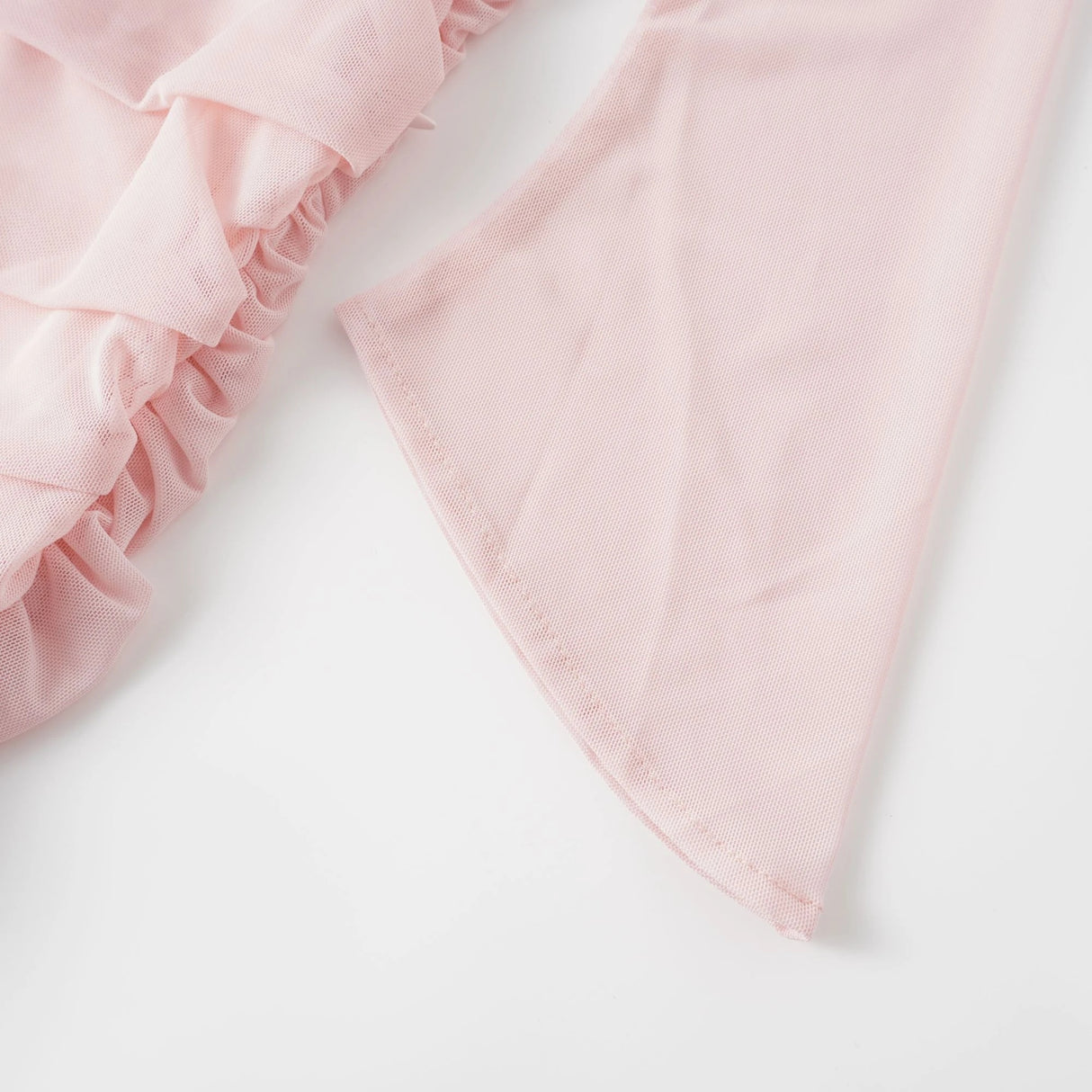 Garance Pink Asymmetrical Ruched Mesh Maxi Dress