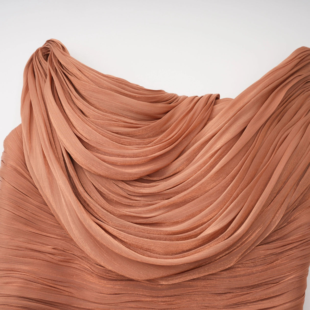 Gelsomina Gold Asymmetrical Glossy Gathered Maxi Dress