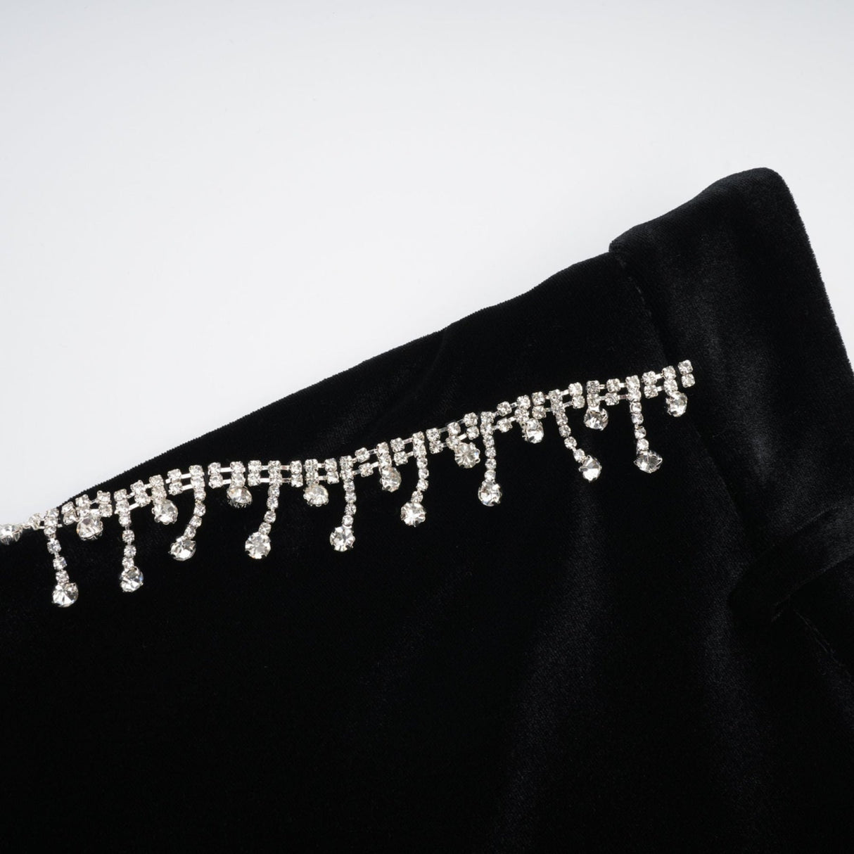 Gelsomina Jacket & Trousers - Round Neck - Faux - Flower Detailing - Feather - Trimmed Cuffs - Crystal Embellished