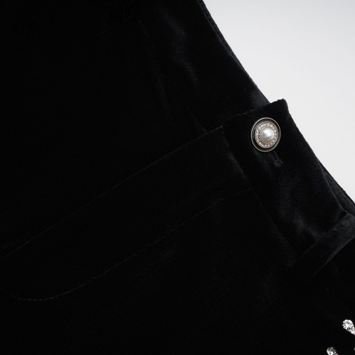 Gelsomina Jacket & Trousers - Round Neck - Faux - Flower Detailing - Feather - Trimmed Cuffs - Crystal Embellished