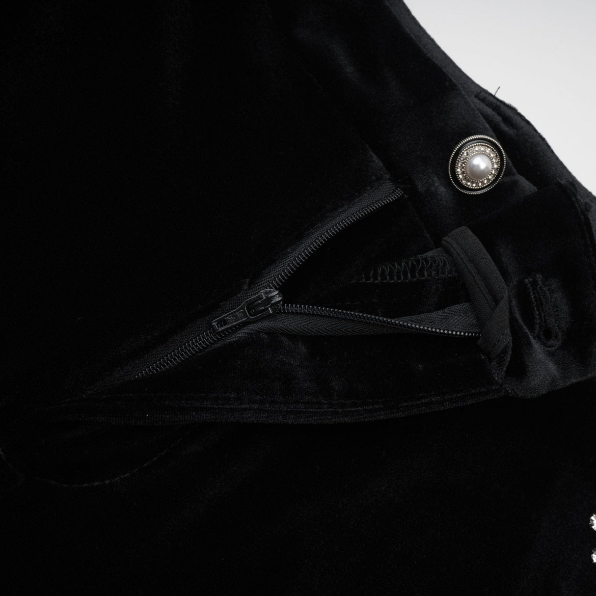 Gelsomina Jacket & Trousers - Round Neck - Faux - Flower Detailing - Feather - Trimmed Cuffs - Crystal Embellished