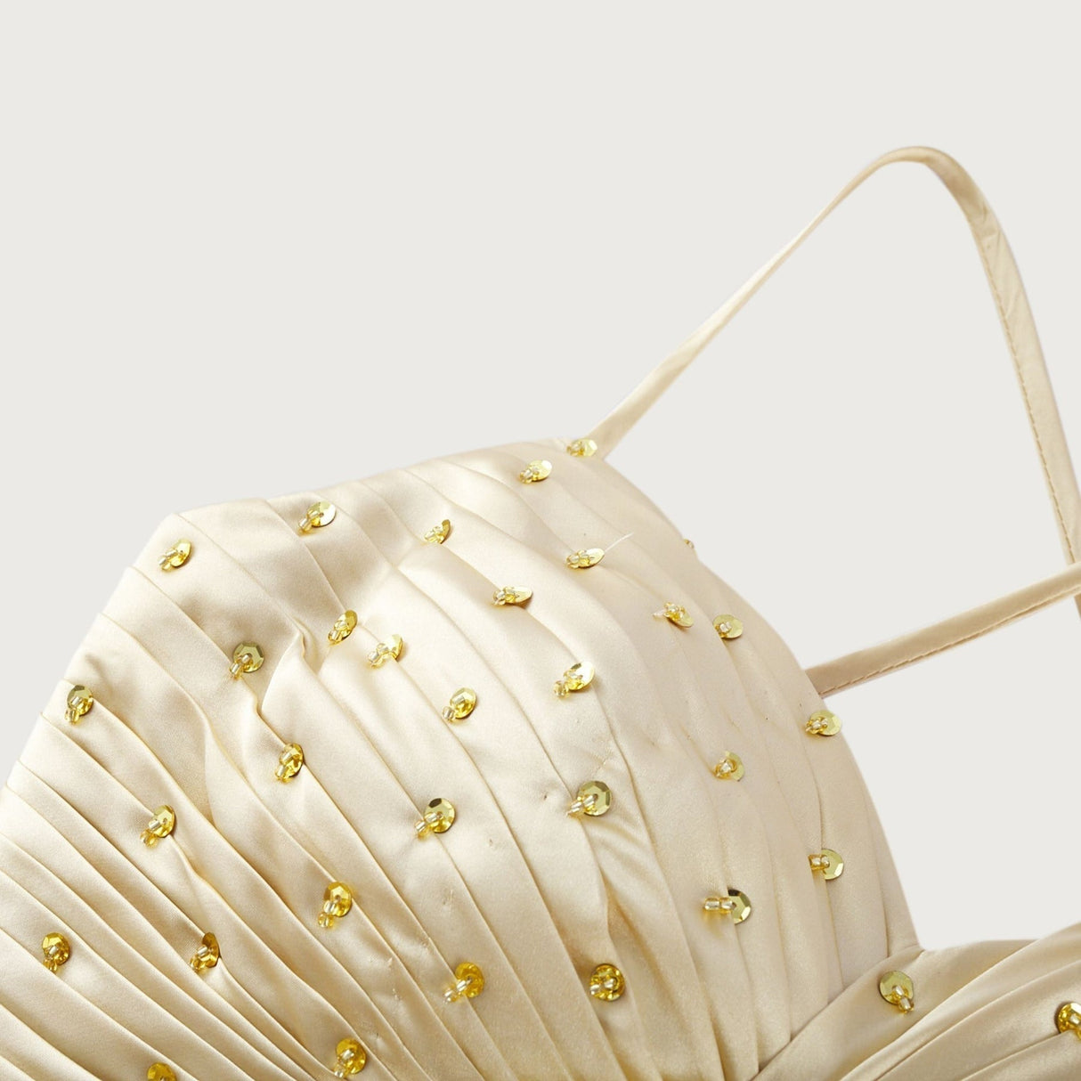 Gelsomina Maxi Dress - V Neck - Bustier Style - Sequin Embellished - Sleeveless - Pleated