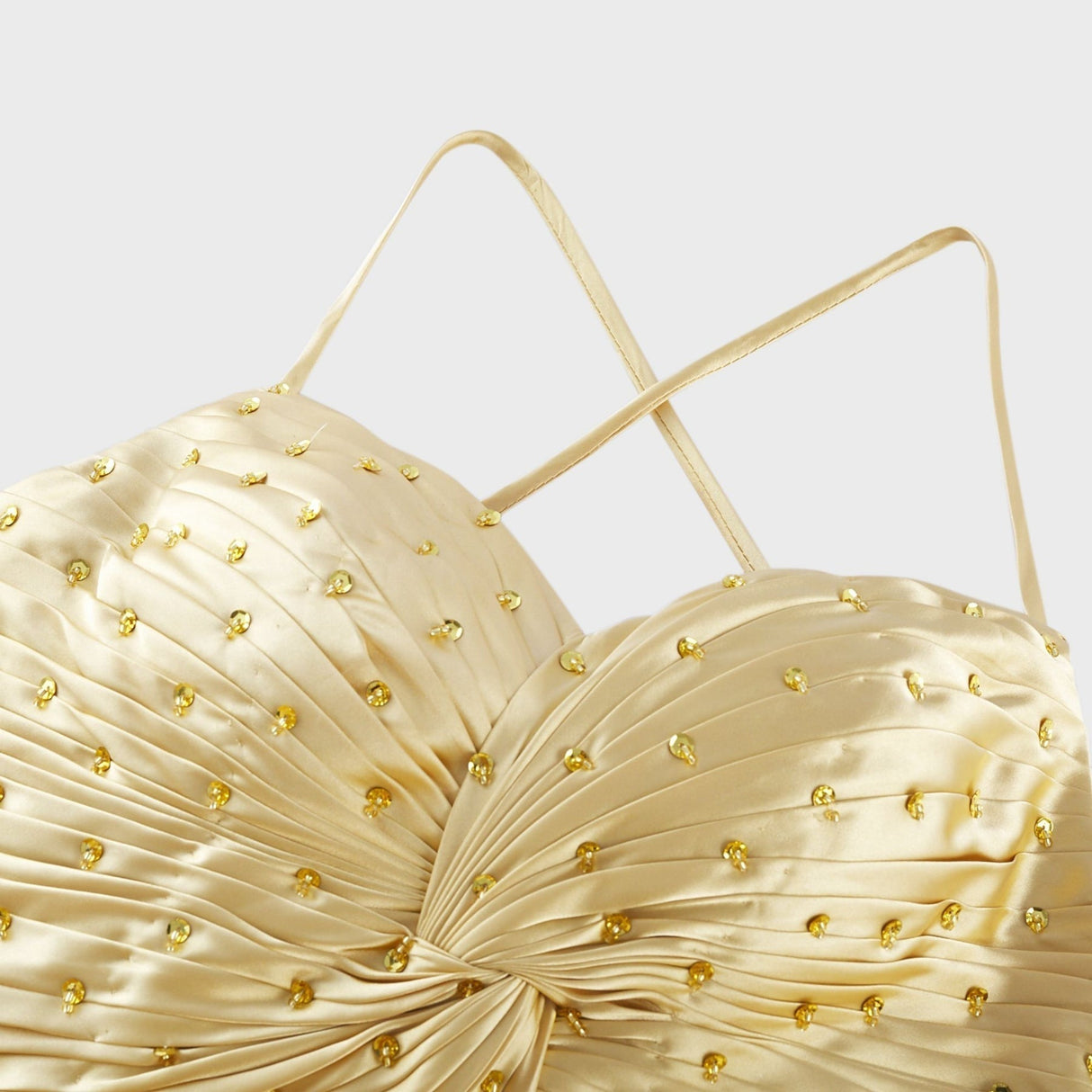 Gelsomina Maxi Dress - V Neck - Bustier Style - Sequin Embellished - Sleeveless - Pleated