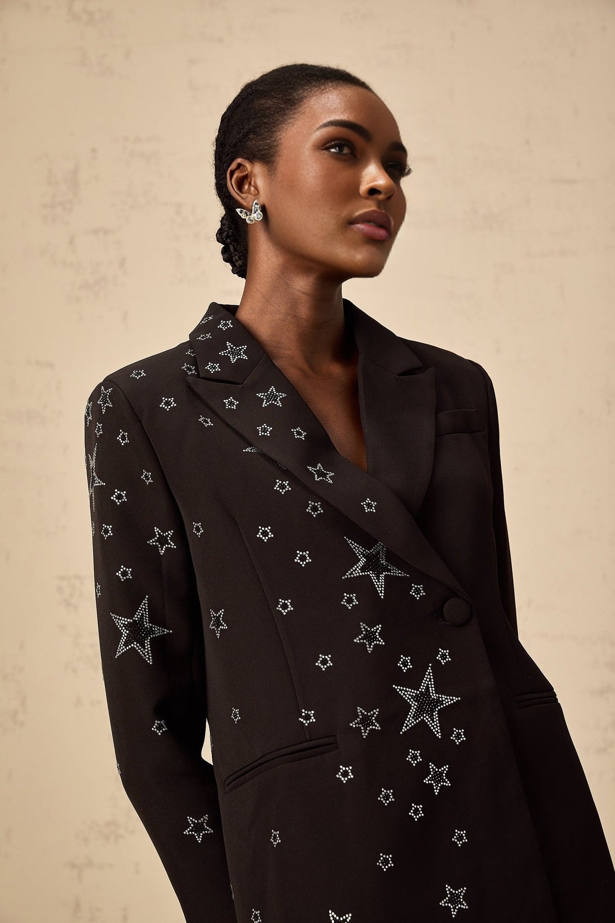 Gemma Blazer - Peak Lapels - Long Sleeves - Star Appliqu - Rear Vent