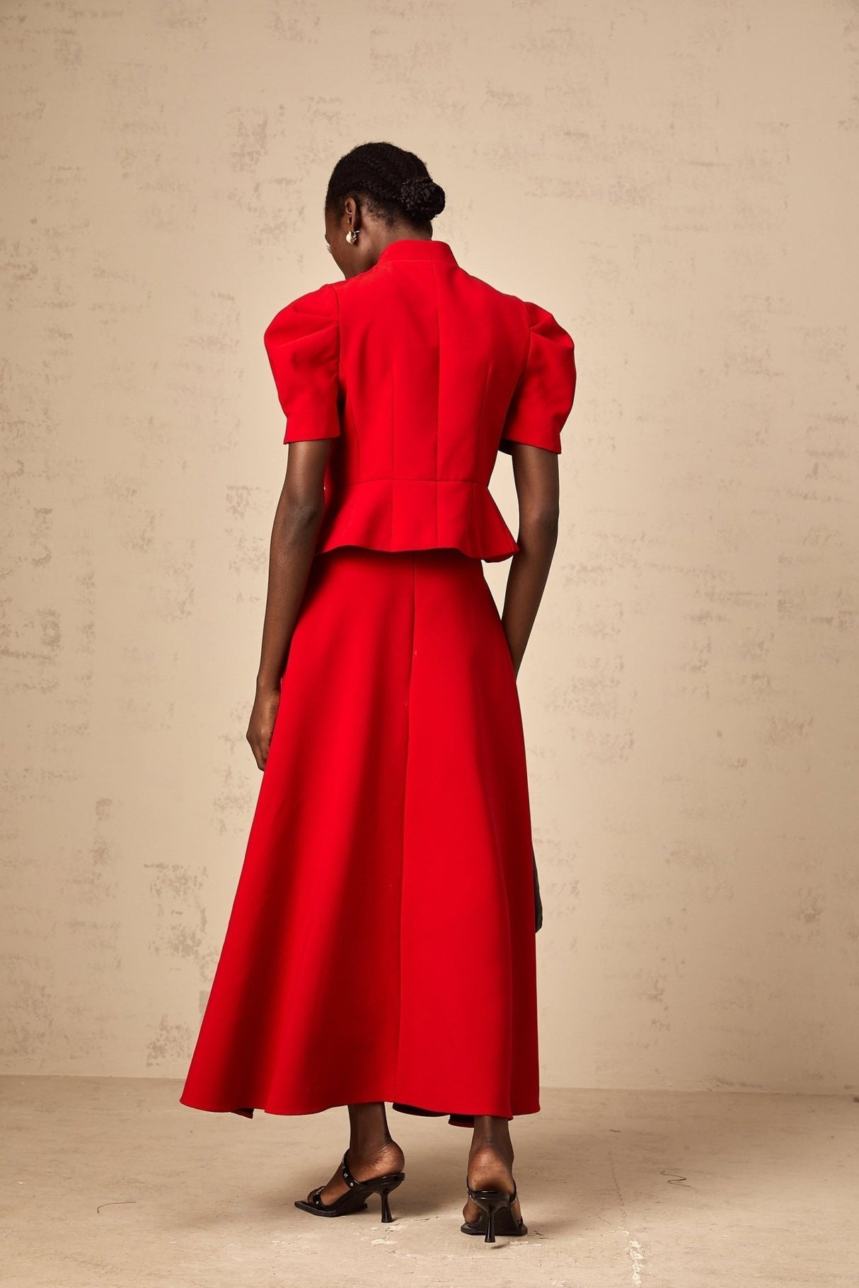 Gemma Blouse & Skirt - Crew Neck - Short Petal Sleeves - Pleated Detailing - Ruffled Trim