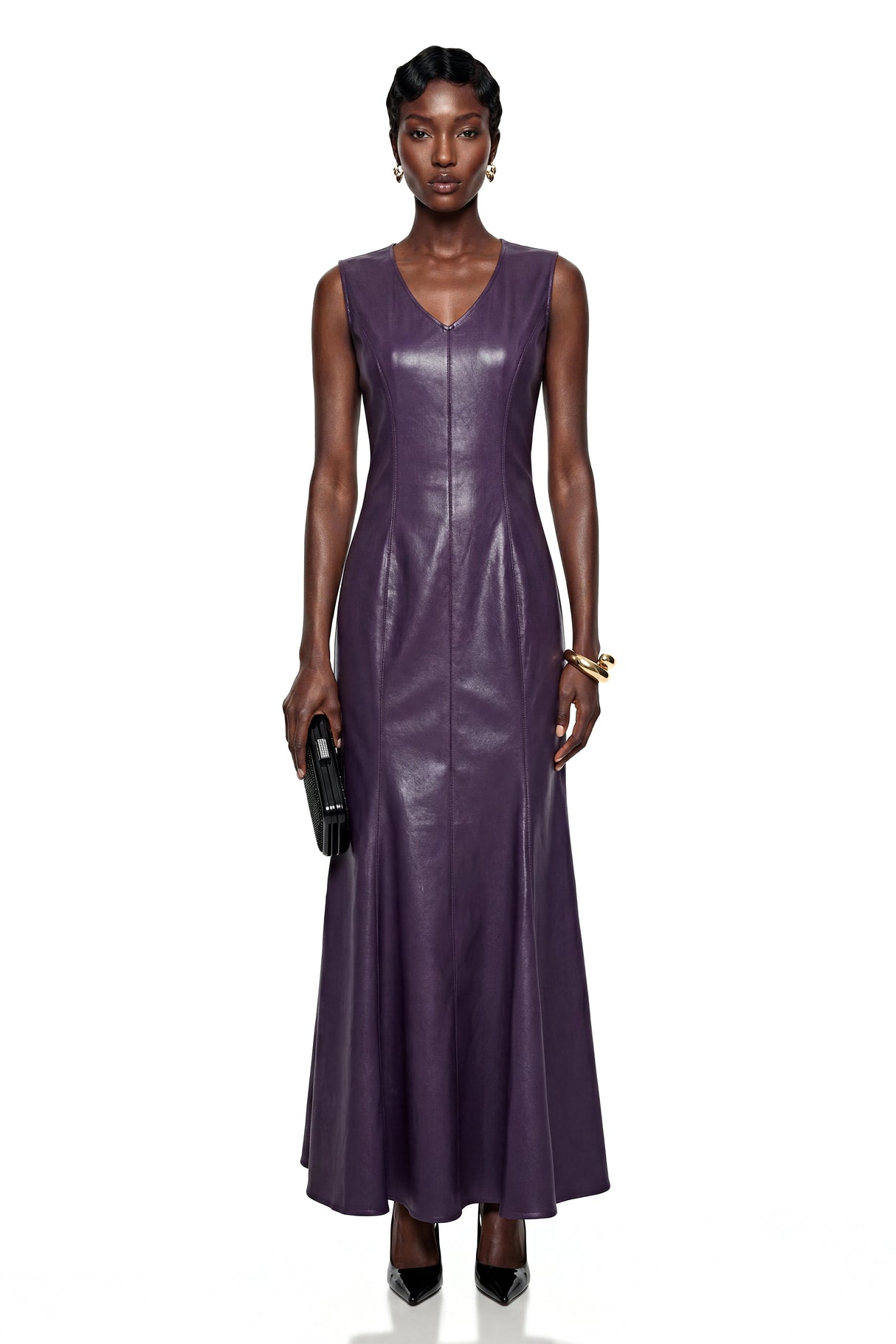 Gemma Purple VNeck Fishtail Maxi Dress