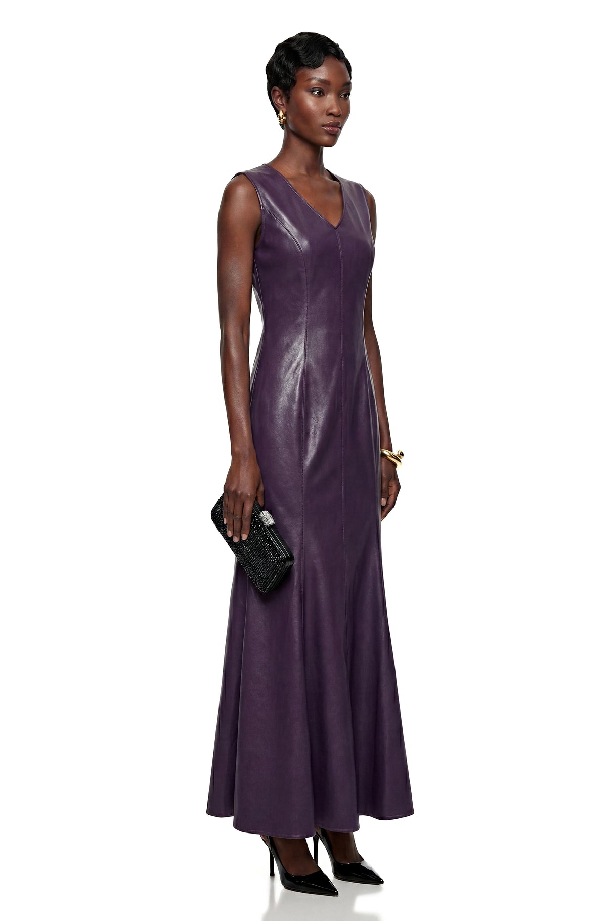 Gemma Purple VNeck Fishtail Maxi Dress