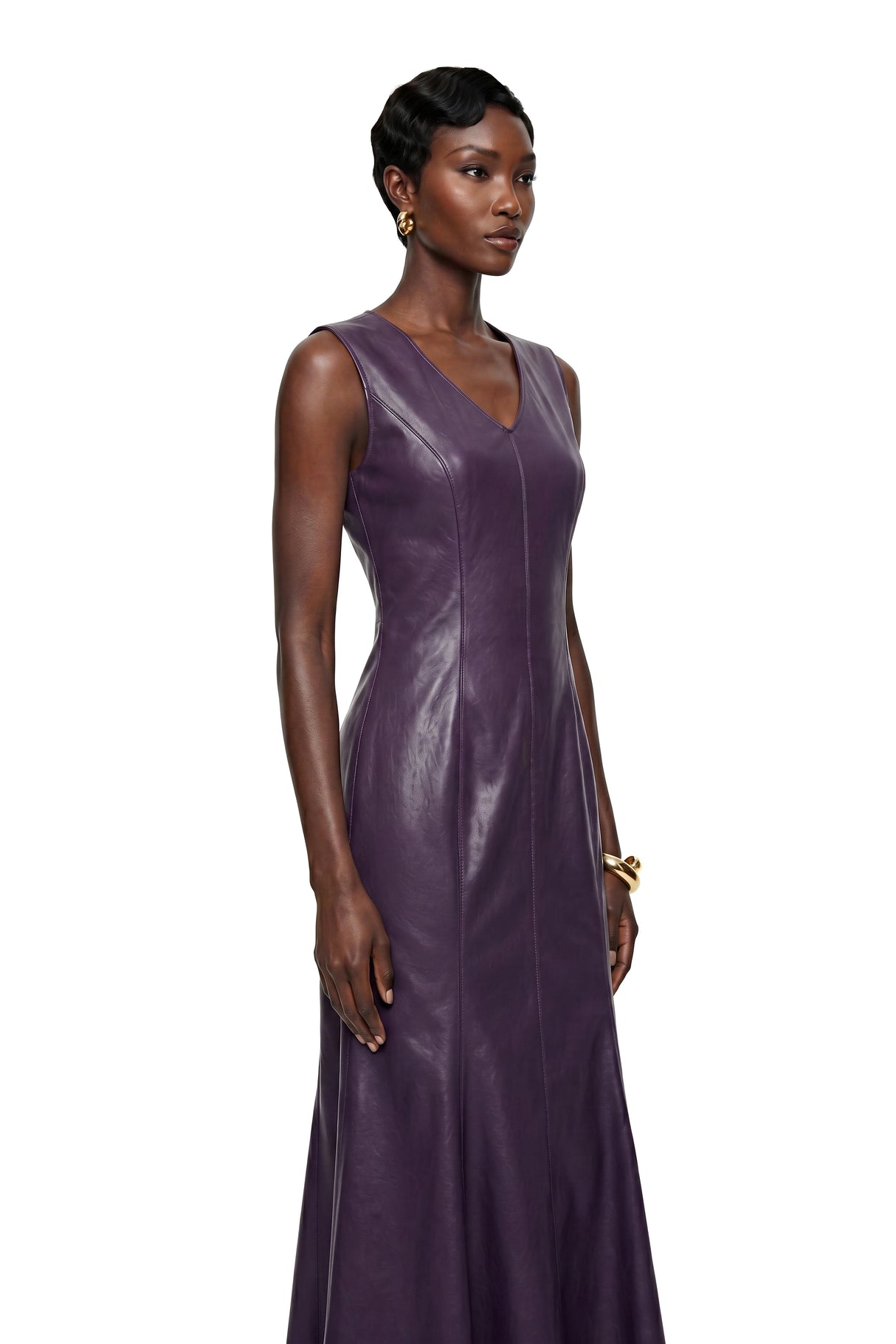 Gemma Purple VNeck Fishtail Maxi Dress