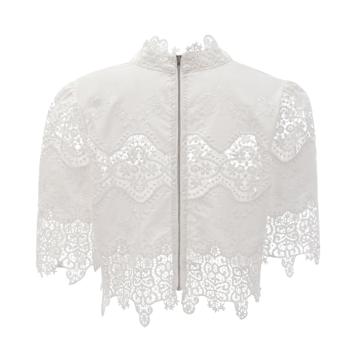 Gemma Top & Trousers - Short Sleeves - Stand - up Collar - Cut - out Design - Wide Leg