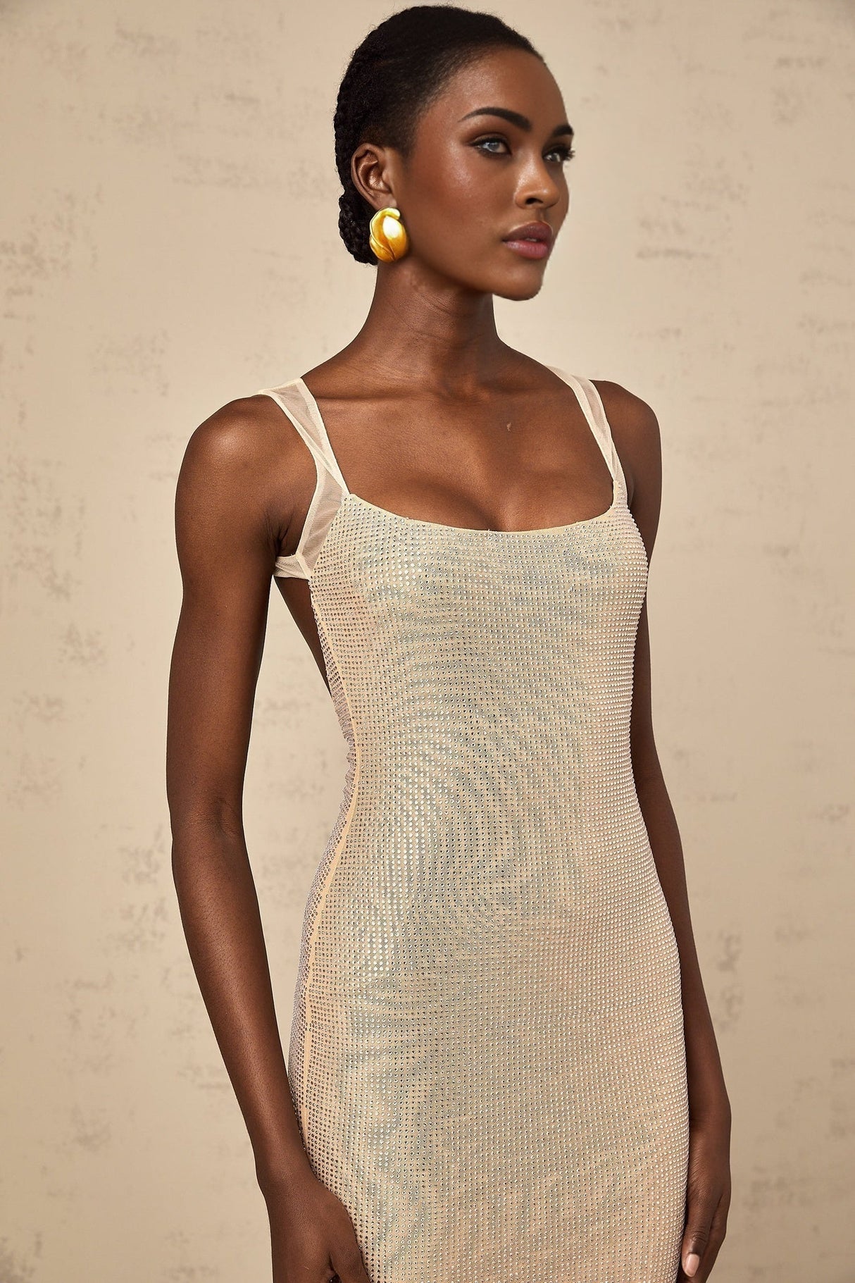 Genoveffa Maxi Dress – Sleeveless – Square Neck – Crystal Embellishment