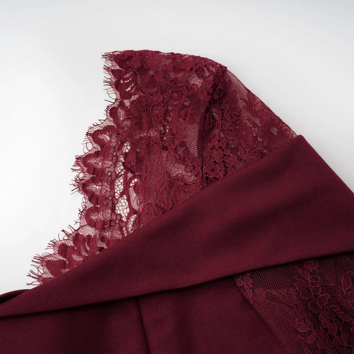 Georgiana Burgundy Lace Panel Flared Maxi Gown